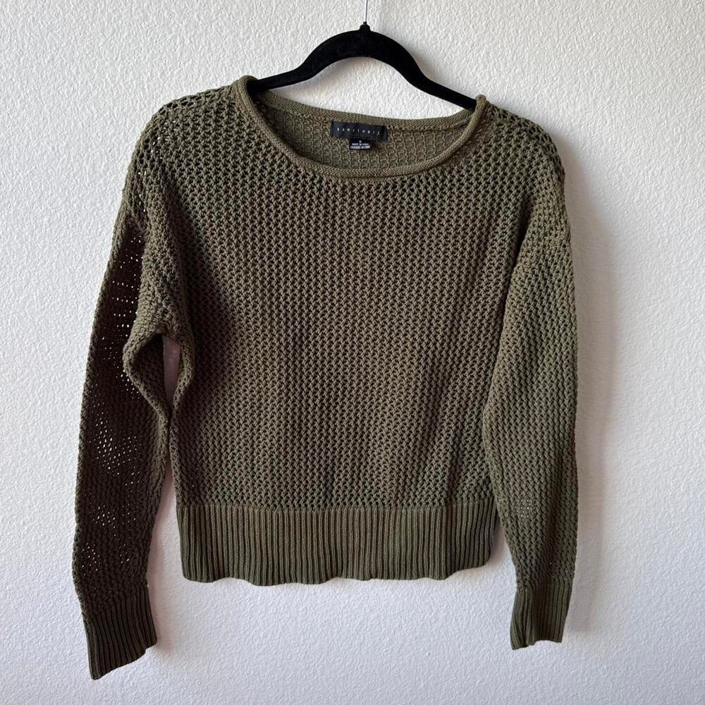 Olive green crochet sweater cotton